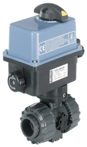 Ball valve / butterfly valve with electrical rotary actuator Burkert type 8804