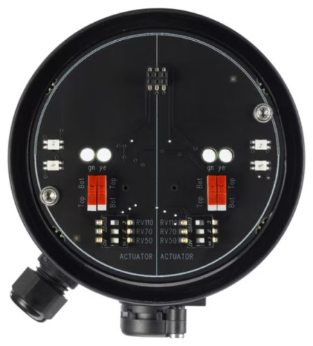 Control- and feedback head for integrated mounting on Robolux valves Type 2036/8685