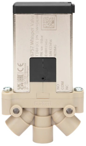 Solenoid valve Burkert type 6757 - 2/2 or 3/2-way Whisper Valve with media separation