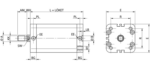Double acting cylinder | magnetic piston | male thread | Z-series HAFNER ZIF
