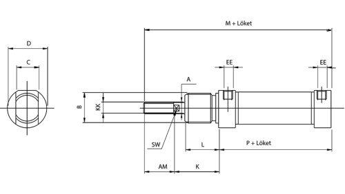 Double acting cylinder | magnetic piston | head cut off | R-series HAFNER RIMR