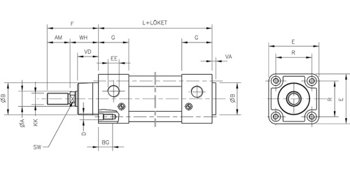 Double acting cylinder | adjustable cushioning | magnetic piston | D-series HAFNER DIP