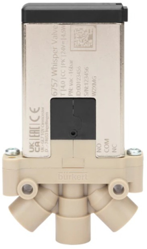 Solenoid valve Burkert type 6757 - 2/2 or 3/2-way Whisper Valve with media separation