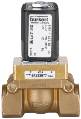 Steam solenoid valve Burkert type 5404 - Servo-assisted 2/2-way piston valve