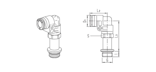 Push-in fitting | turnable elbow | long | Series 900 HAFNER 980P
