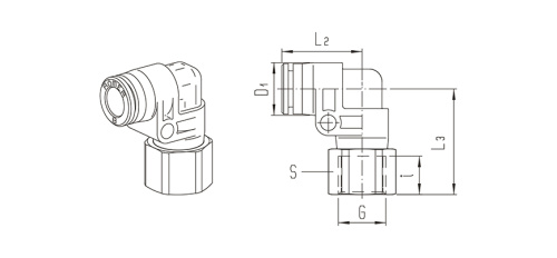 Push-in fitting | turnable elbow | female thread | Series 900 HAFNER 979P
